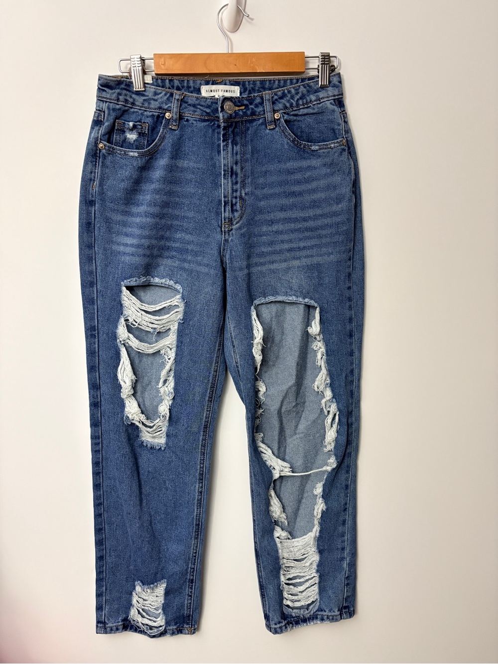 Almost Famous Blue Distressed Boyfriend Jeans